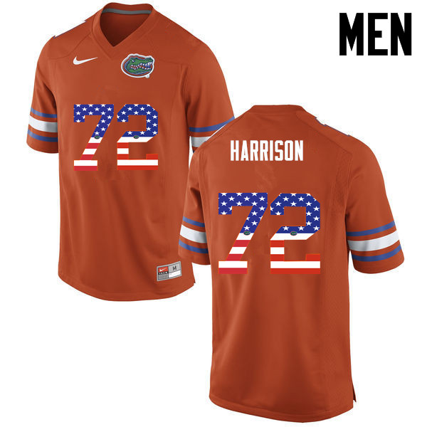 Men Florida Gators #72 Jonotthan Harrison College Football USA Flag Fashion Jerseys-Orange